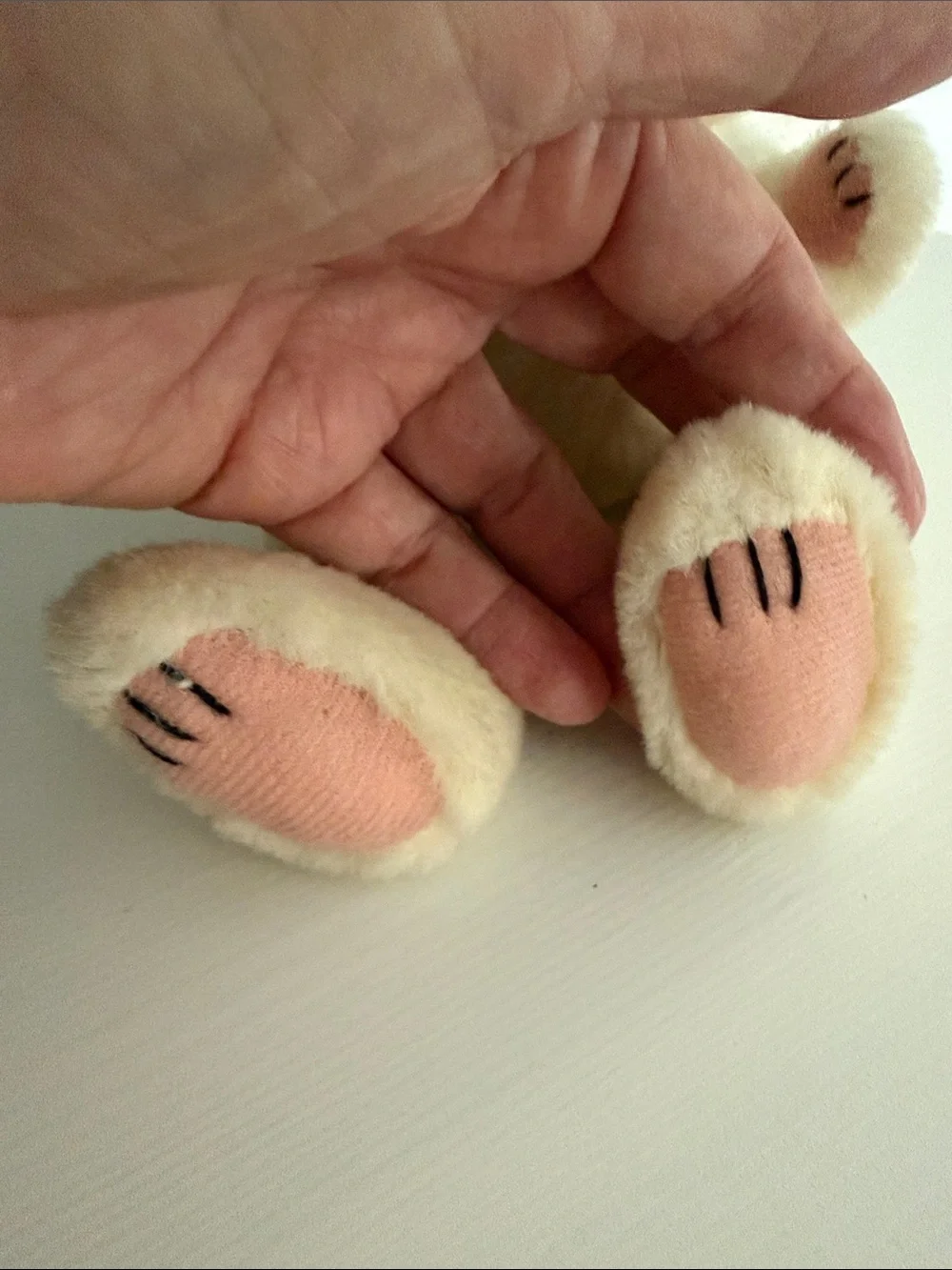 Cream Bunny Plush Stuffed Animal with Pink Accents
